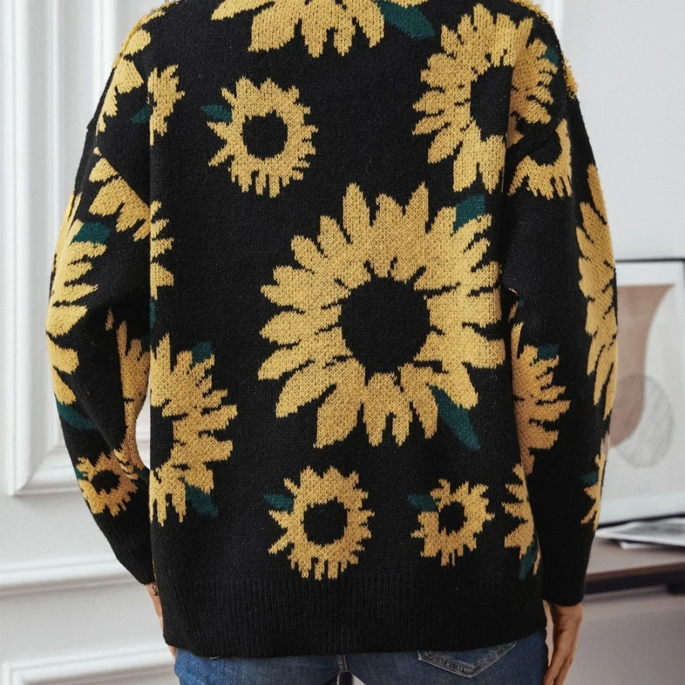 Golden Sunflower Pullover Sweater - Picture 3 of 5